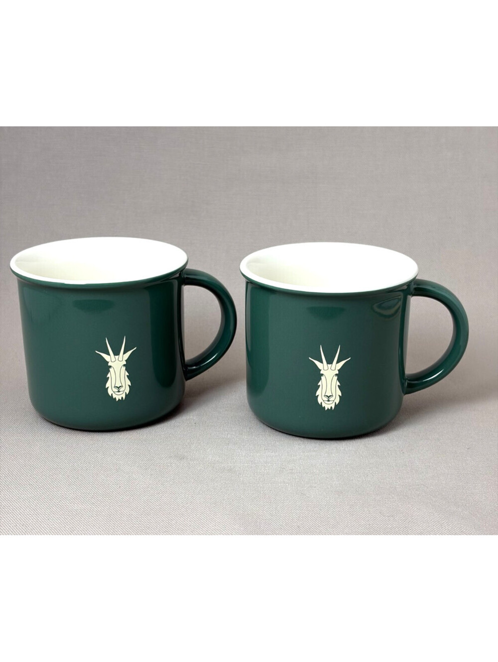 Montana Coffee Traders Campfire Mugs Set of 2 Forest Green Mountain Goat Cup